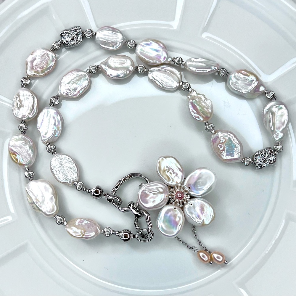 Handmade Premium Freshwater Pearl Detachable Flower 🌺 Pendant Necklace